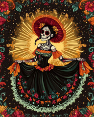 Wall Mural - A beautifully designed Dia de Los Muertos