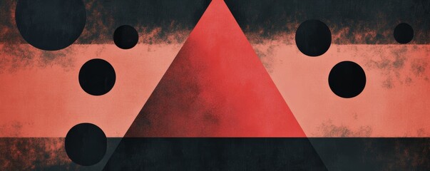 Aufkleber - Abstract geometric shapes with a red triangle and black circles, modern art concept