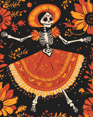 Wall Mural - A beautifully designed Dia de Los Muertos