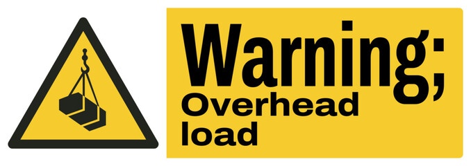 Wall Mural - ISO warning safety signs text variation_warning ; overhead load landscape size 1/2 a4,a3,a2,a1