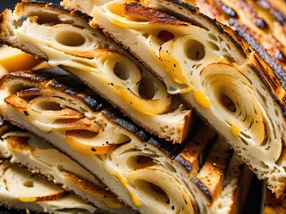 Sticker - close up of sliced bread with cheese and garlic