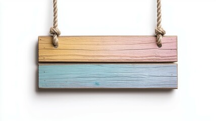 Canvas Print - A sign hanging from a rope with a rainbow colored board