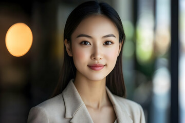 Headshot of cute asian woman professional possibly accountant architect businesswoman lawyer attorney   