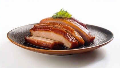 Chinese Food, Char Siu on white background isolated.