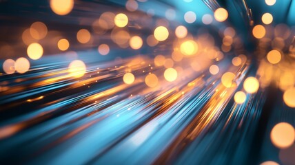 The image is a blurry, colorful, and abstract representation of a light beam