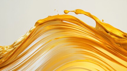Poster - Golden paint splash with fluid motion, abstract art concept