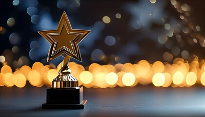 Star-shaped trophy glowing against a bokeh light backdrop