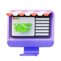 Poster - 3D Online Shopping Cart. 3D Icon