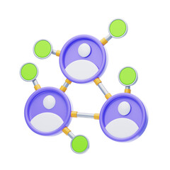 Aufkleber - 3D Building Connections through Networking. 3D Icon