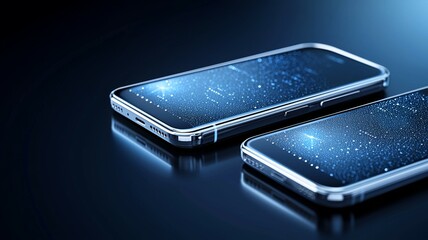 Two cell phones are displayed on a dark background