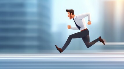 Canvas Print - A man in a suit is running with his arms outstretched