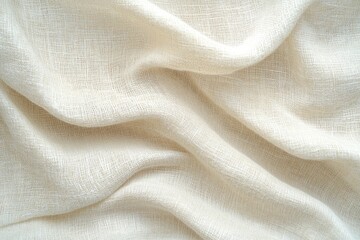 Sticker - white background of natural cloth texture, linen fabric , ai