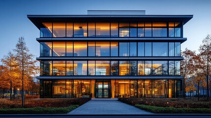 Sticker - Modern Office Building with Glass Facade