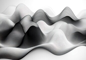 Wall Mural - Abstract Wavy Landscape in Black and White