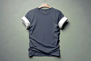 T-Shirt Mockup with Folded Sleeves. Simple Rolled Sleeve T-Shirt Layout