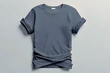 T-Shirt Mockup with Folded Sleeves. Casual Graphic Tee with Rolled Sleeves