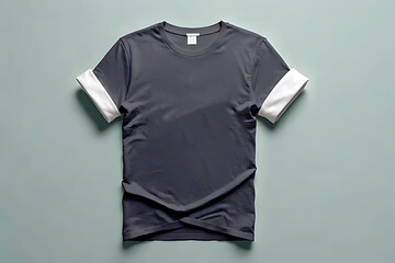 T-Shirt Mockup with Folded Sleeves. Folded Sleeve Tee with Custom Design