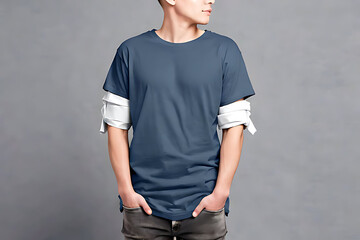 T-Shirt Mockup with Folded Sleeves. Folded Sleeve Tee Branding Presentation