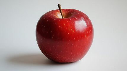 A red apple is sitting on a white background