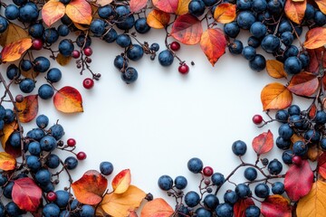 Canvas Print - Autumnal Berries and Leaves Frame