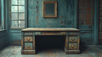 Poster - Antique Desk in Abandoned Room