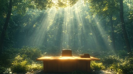 Wall Mural - A Desk in the Woods