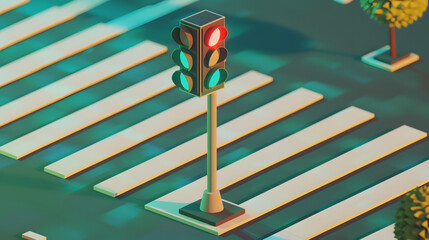 Sticker - Pedestrian Crossing Button Street isometric 3D Cartoon