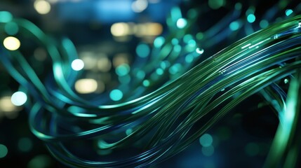 Sticker - Abstract Green and Blue Fiber Optic Cables