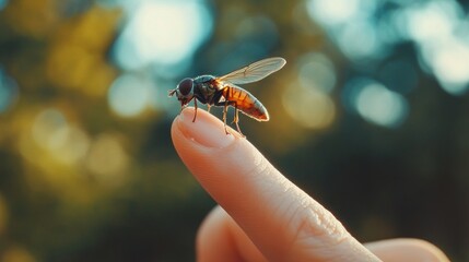 Wall Mural - Fly on a Finger