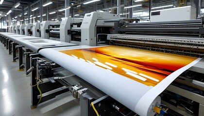 Innovative printing technology in a sleek facility showcasing large-format printers and efficient production processes