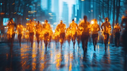 Sticker - People on fire running through a city in the rain