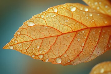 Wall Mural - Close-Up of a Dew-Covered Leaf