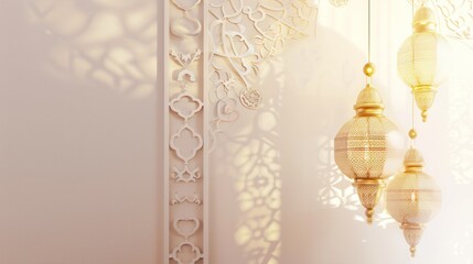 Sticker - Golden Lanterns with Intricate Designs in a White Background