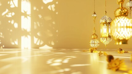 Wall Mural - Golden Ramadan Lanterns with Intricate Design