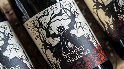 Wall Mural - Spooky Shadows Wine Bottle Label Design