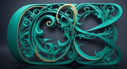 A dynamically swirling E-shaped design, each curve and angle harmoniously blending in a symphony of color and light. 