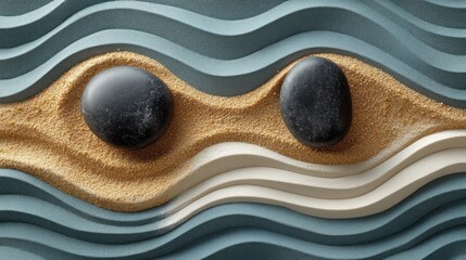 Canvas Print - Zen Garden Stones and Waves