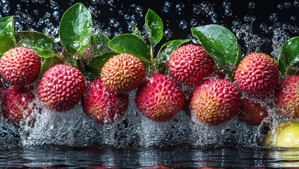 Sticker - Lychees Splashing in Water