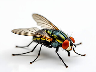 image of The fly. Macro on fly with white background
