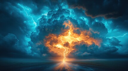 Canvas Print - Thunderstorm with Lightning Strikes