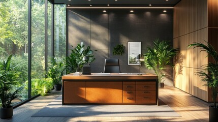 Canvas Print - Modern Office Design with Natural Light and Greenery