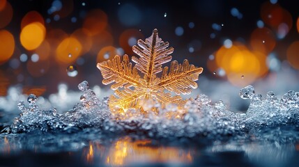 Sticker - A Single Snowflake Glistens in a Winter Wonderland