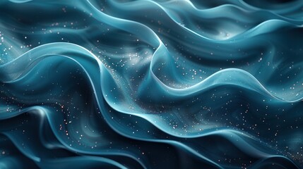 Wall Mural - Abstract blue and white wavy fabric with glitter.