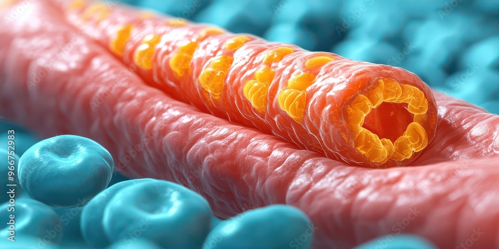 High-resolution microscopic view of a parasitic worm in the human body ...