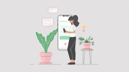 Woman using a mobile phone app.