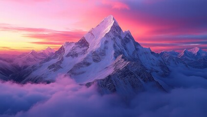 Poster - Majestic Mountain Peak at Sunset