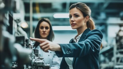 Sticker - Female Engineer Inspecting Machinery