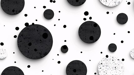 Poster - Abstract Black and White Circle Pattern: A minimalist design featuring a seamless pattern of black and white circles with a subtle texture, creating a visually stimulating and modern backdrop. 
