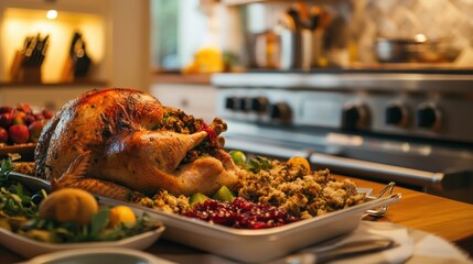 Wall Mural - Delectable Thanksgiving Feast on Kitchen Counter