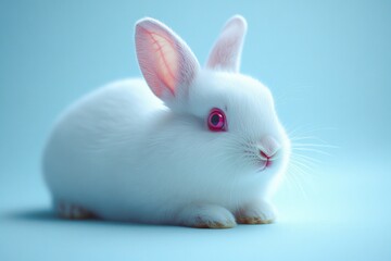 Wall Mural - Adorable White Bunny with Pink Eyes